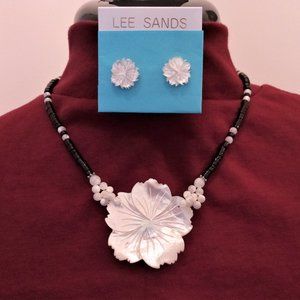 MOTHER OF PEARL NECKLACE & EARRINGS